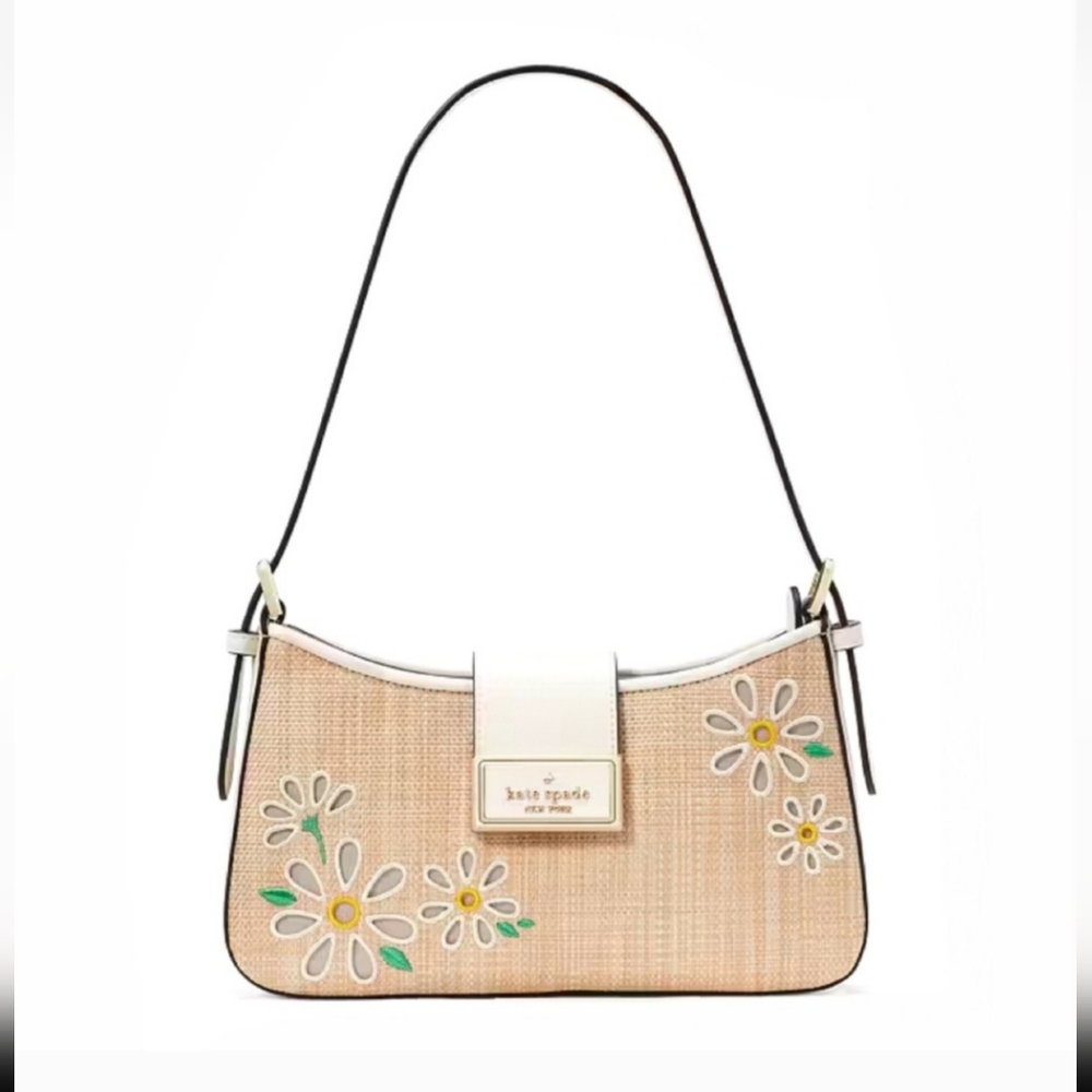 Kate Spade Reegan Daisy Straw Small Shoulder Bag, Meringue Multi